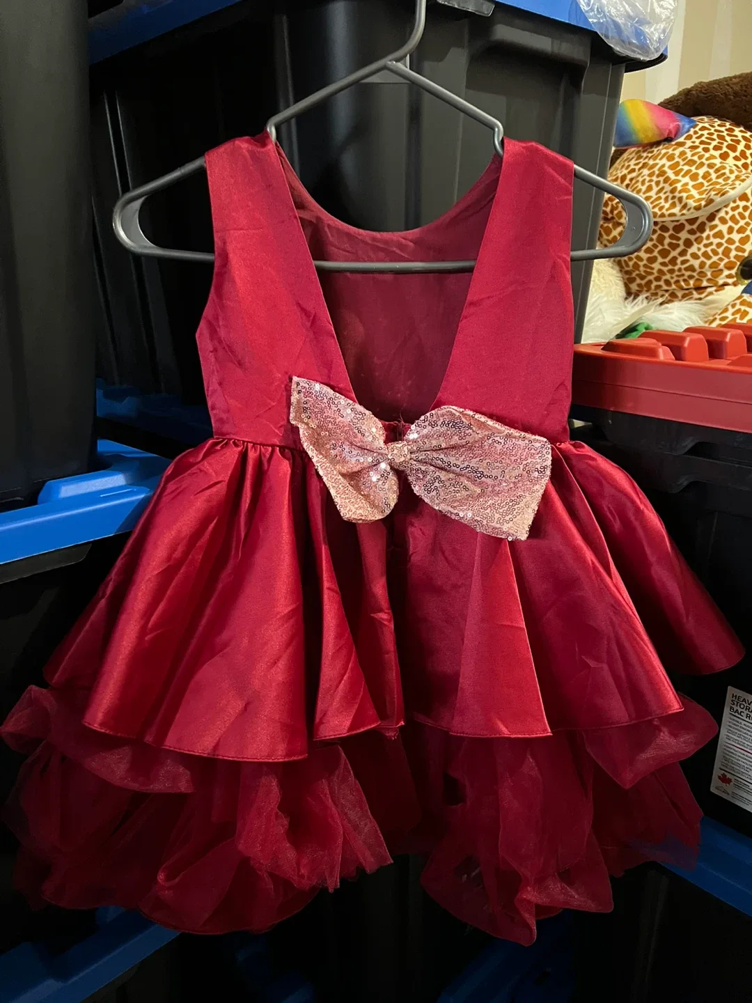 Red Dress with Sequin Bow