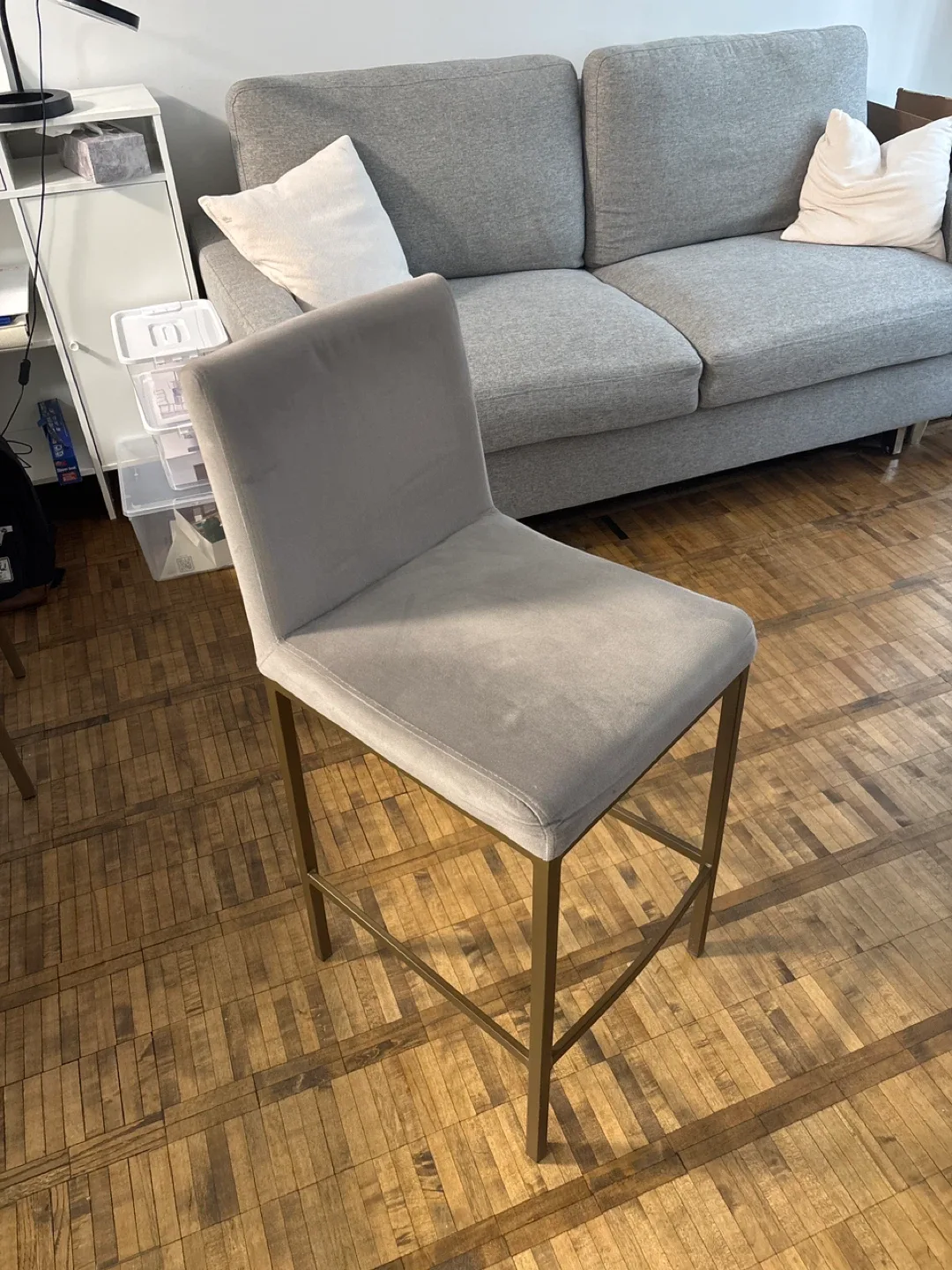 Grey Velvet Bar Stool image indicator(2)