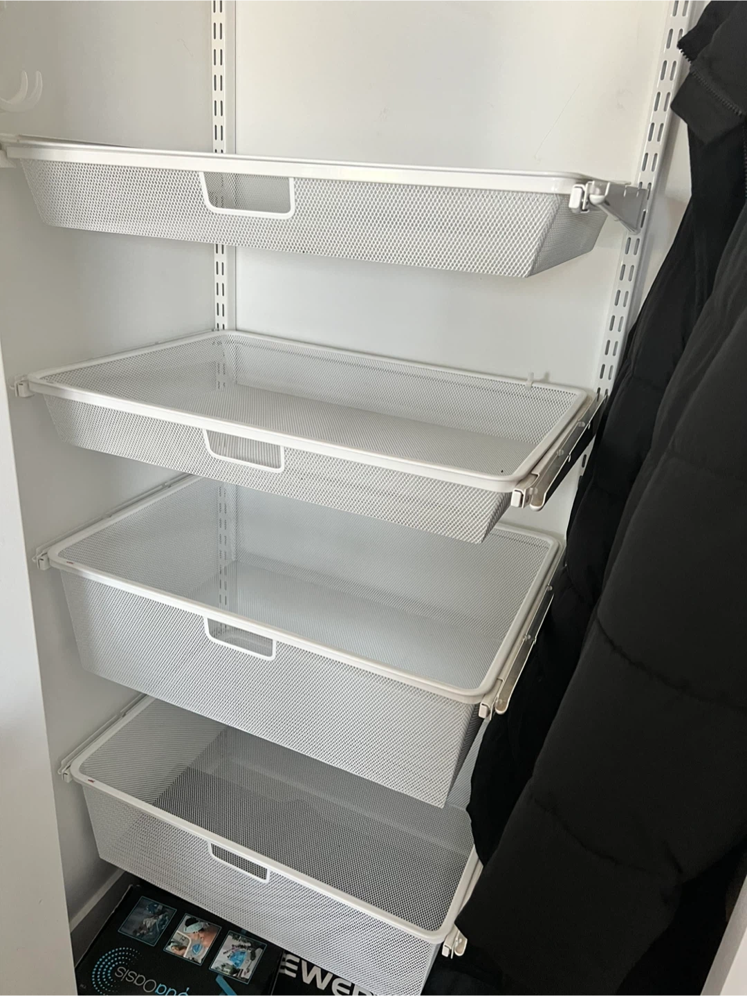 Elfa White Metal Wire Baskets and Frames