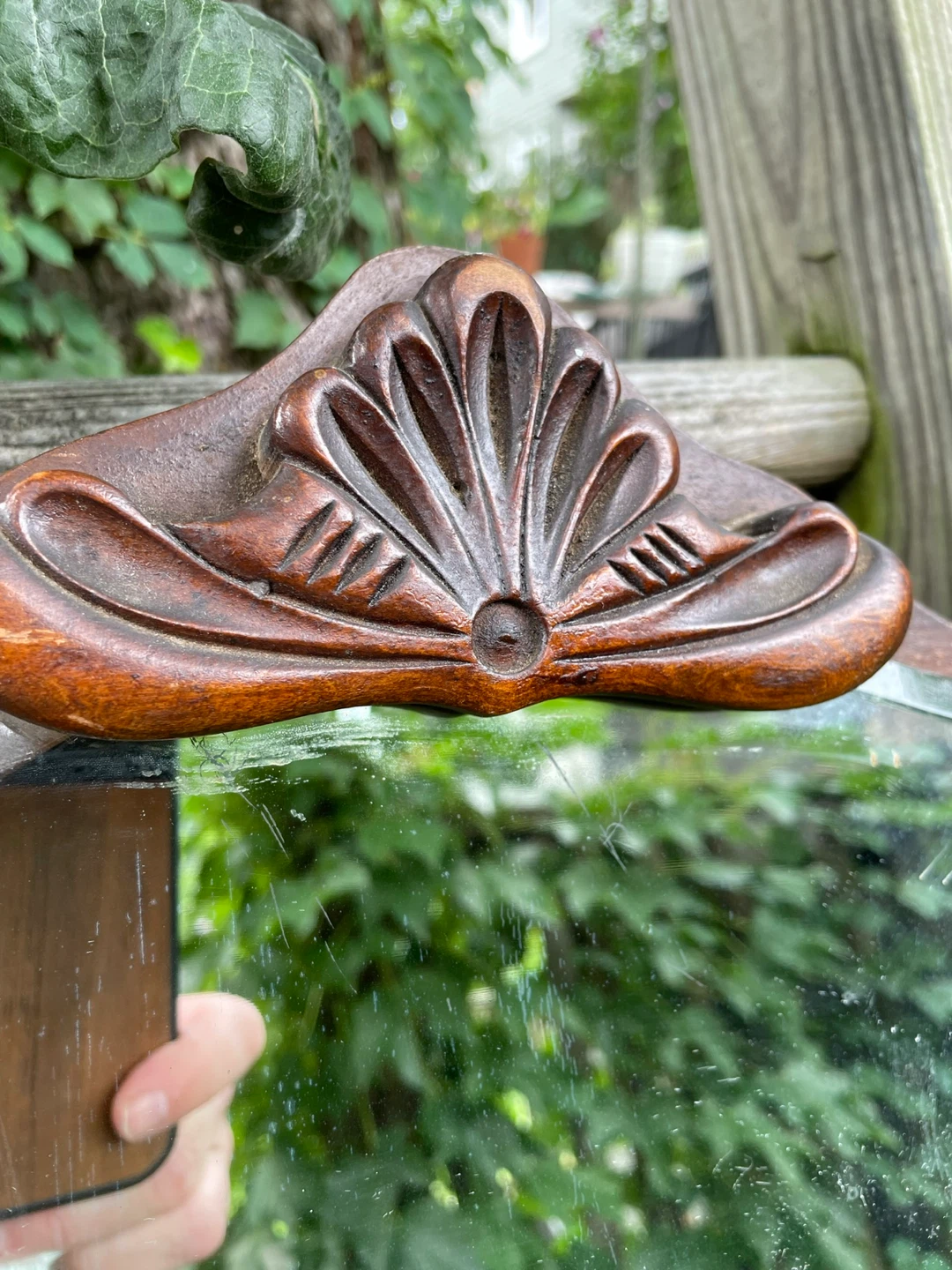 Vintage Brown Wood Framed Wall Mirror - photo 5