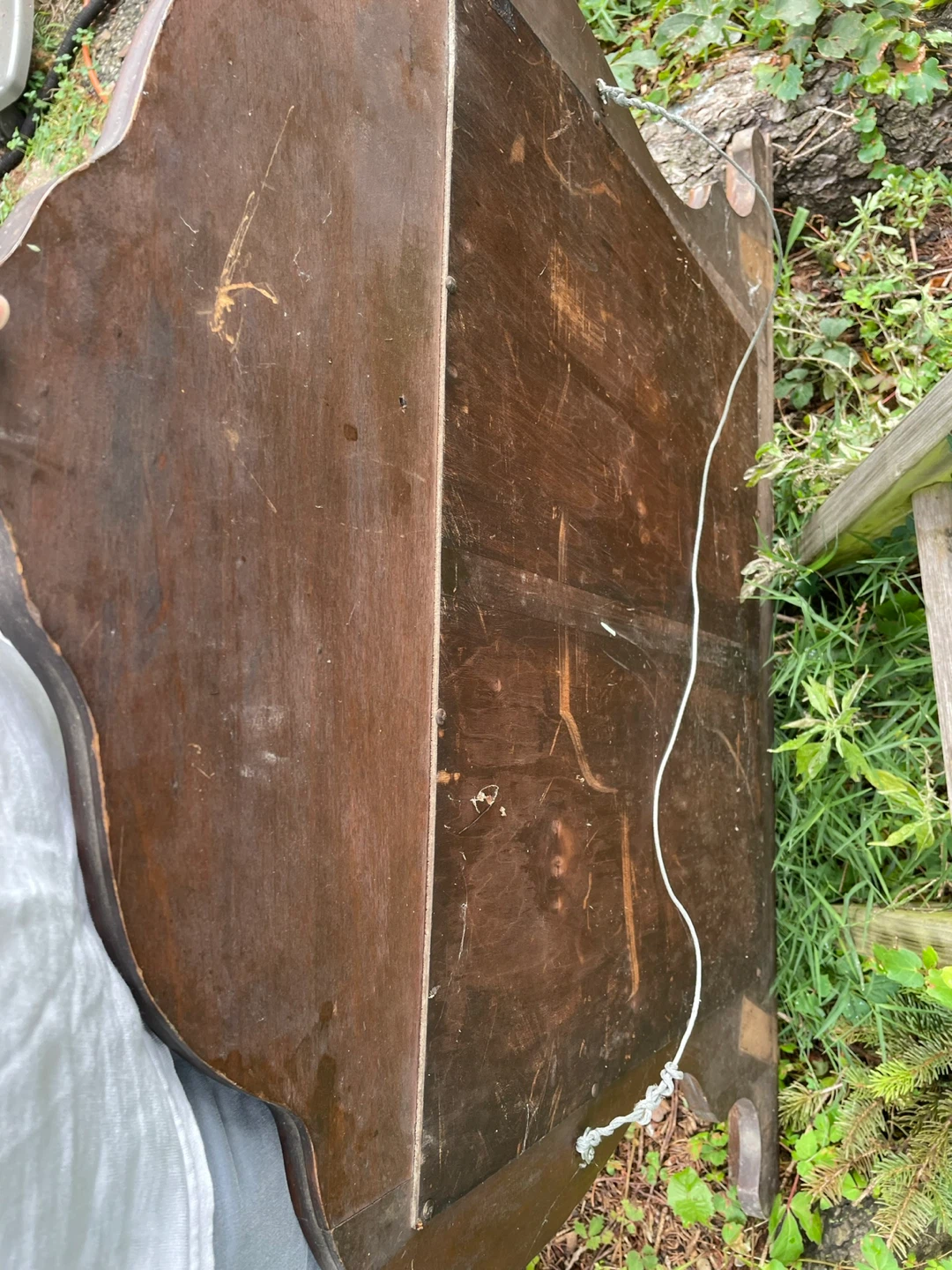 Vintage Brown Wood Framed Wall Mirror - photo 2
