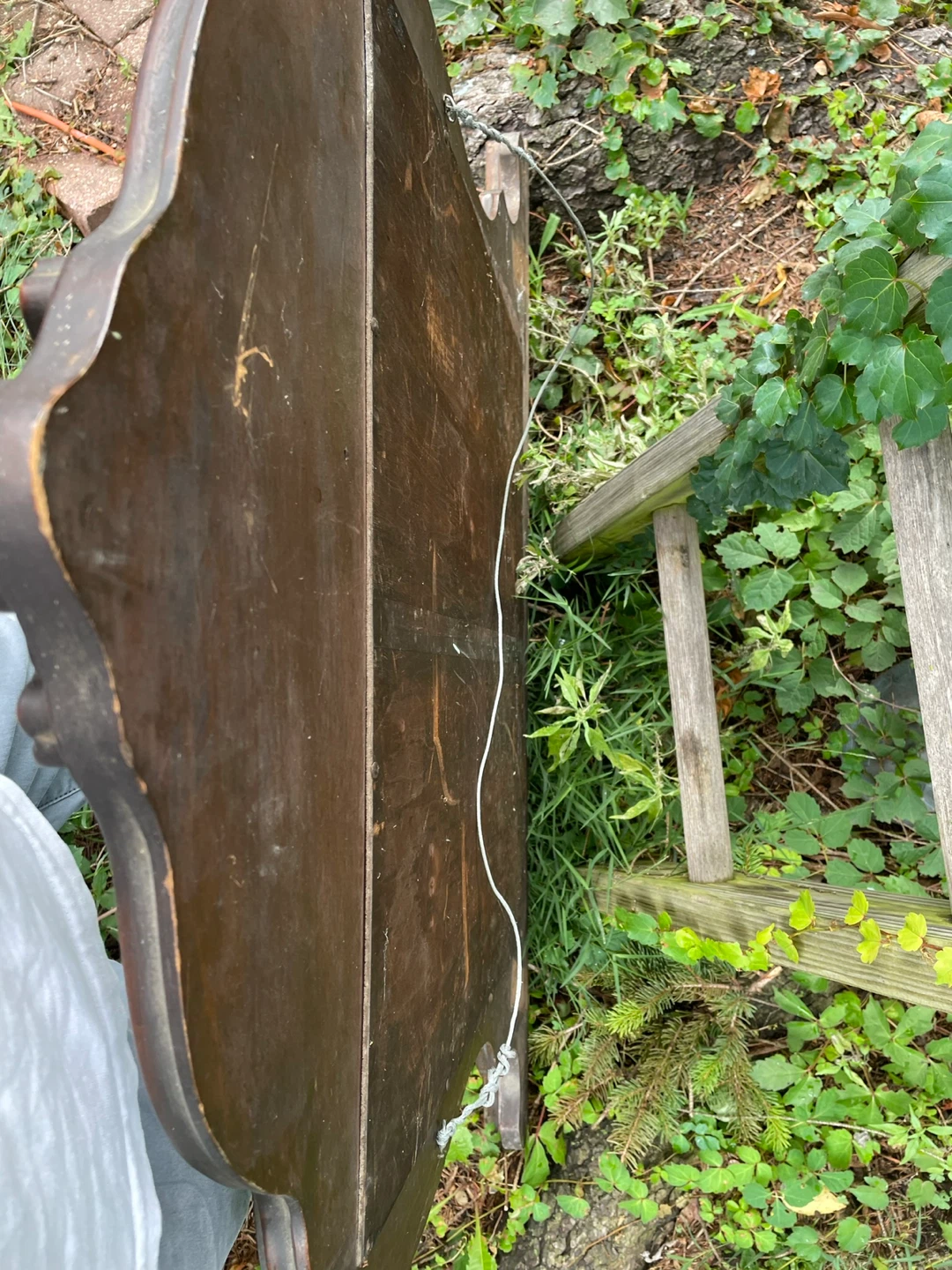 Vintage Brown Wood Framed Wall Mirror - photo 3