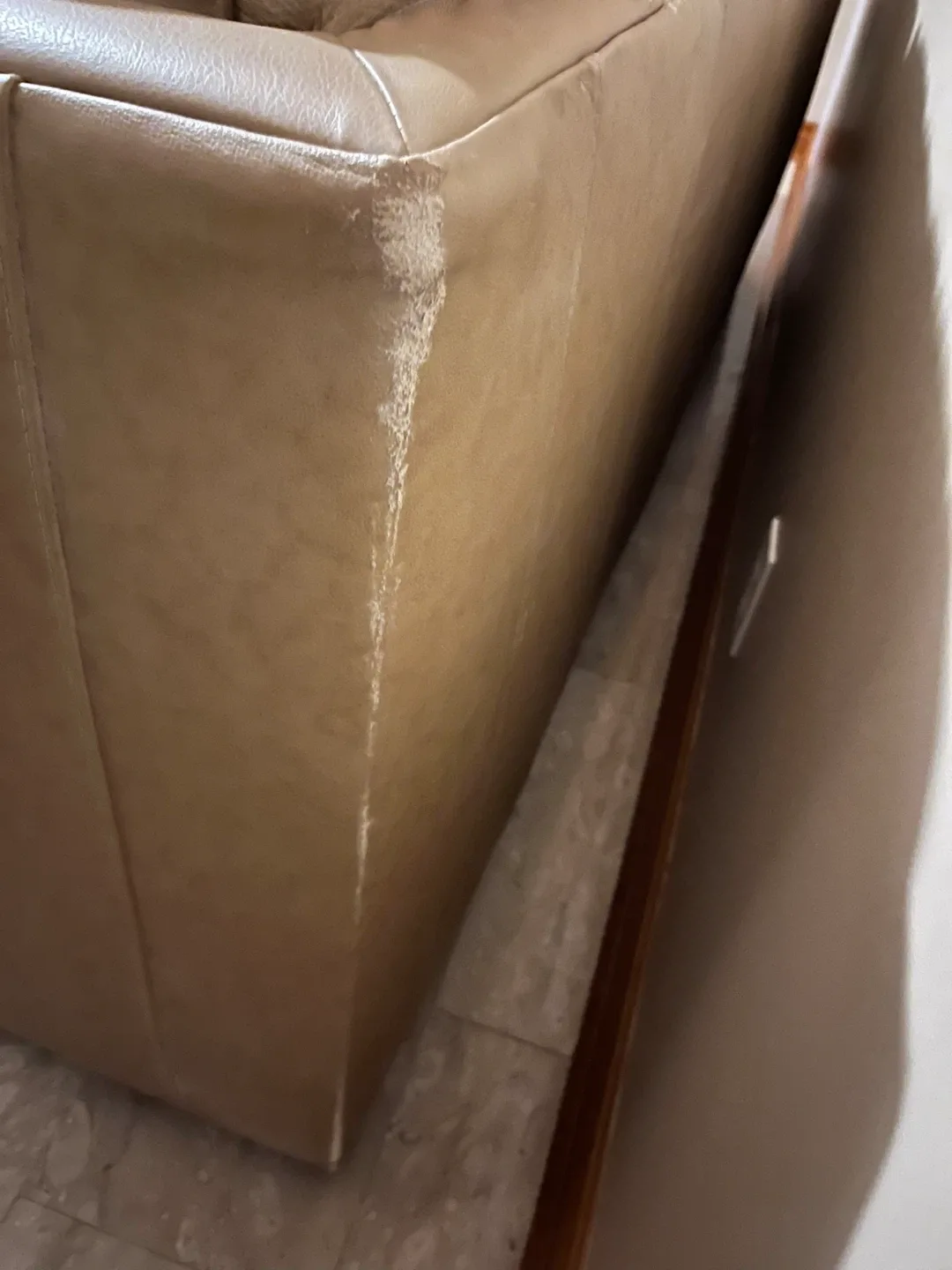 XL Tan Leather Sectional Couch with Ottoman image indicator(9)