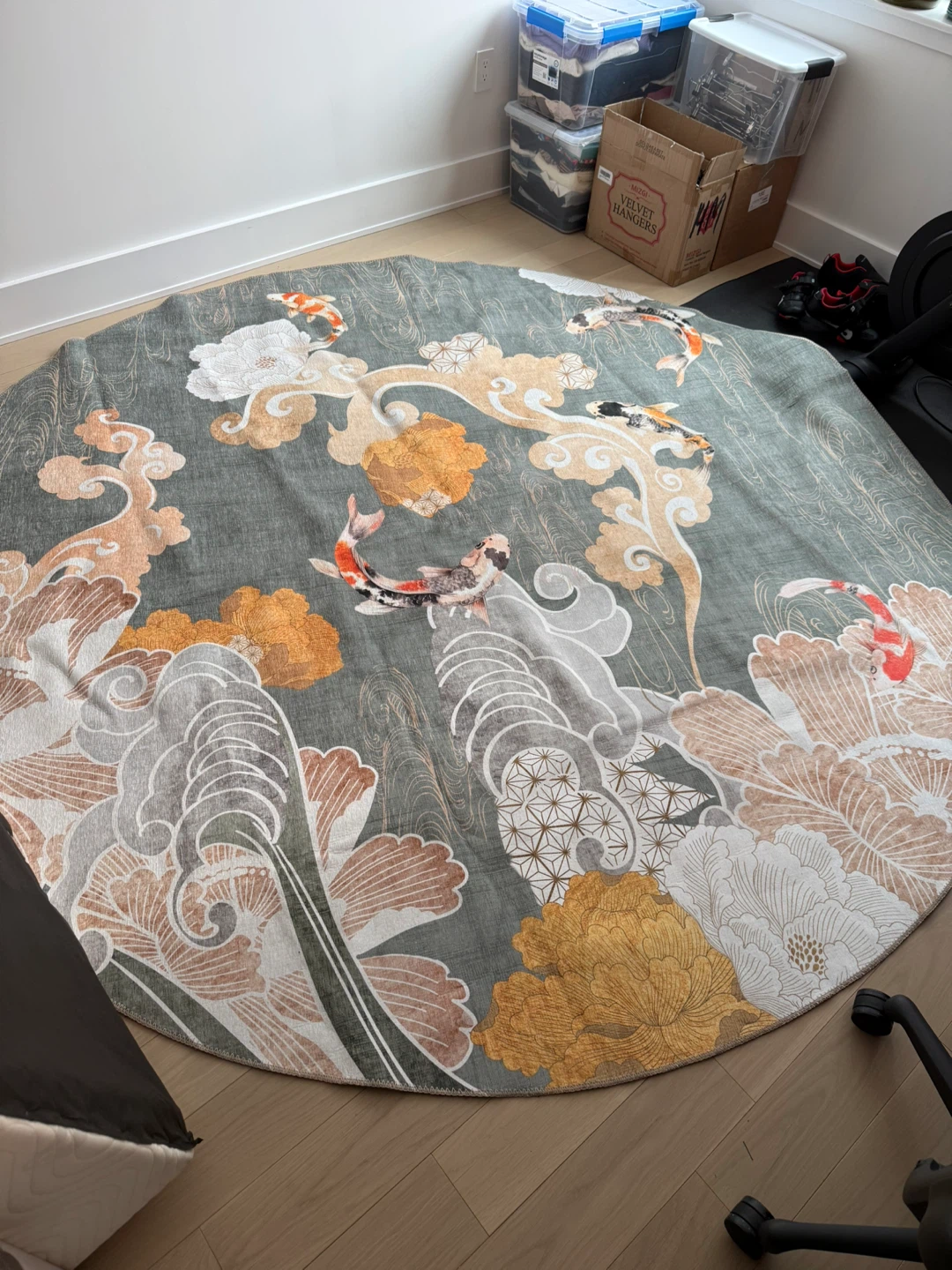 Suki Sage Green Koi Round Rug - 8’6” (Brand New)