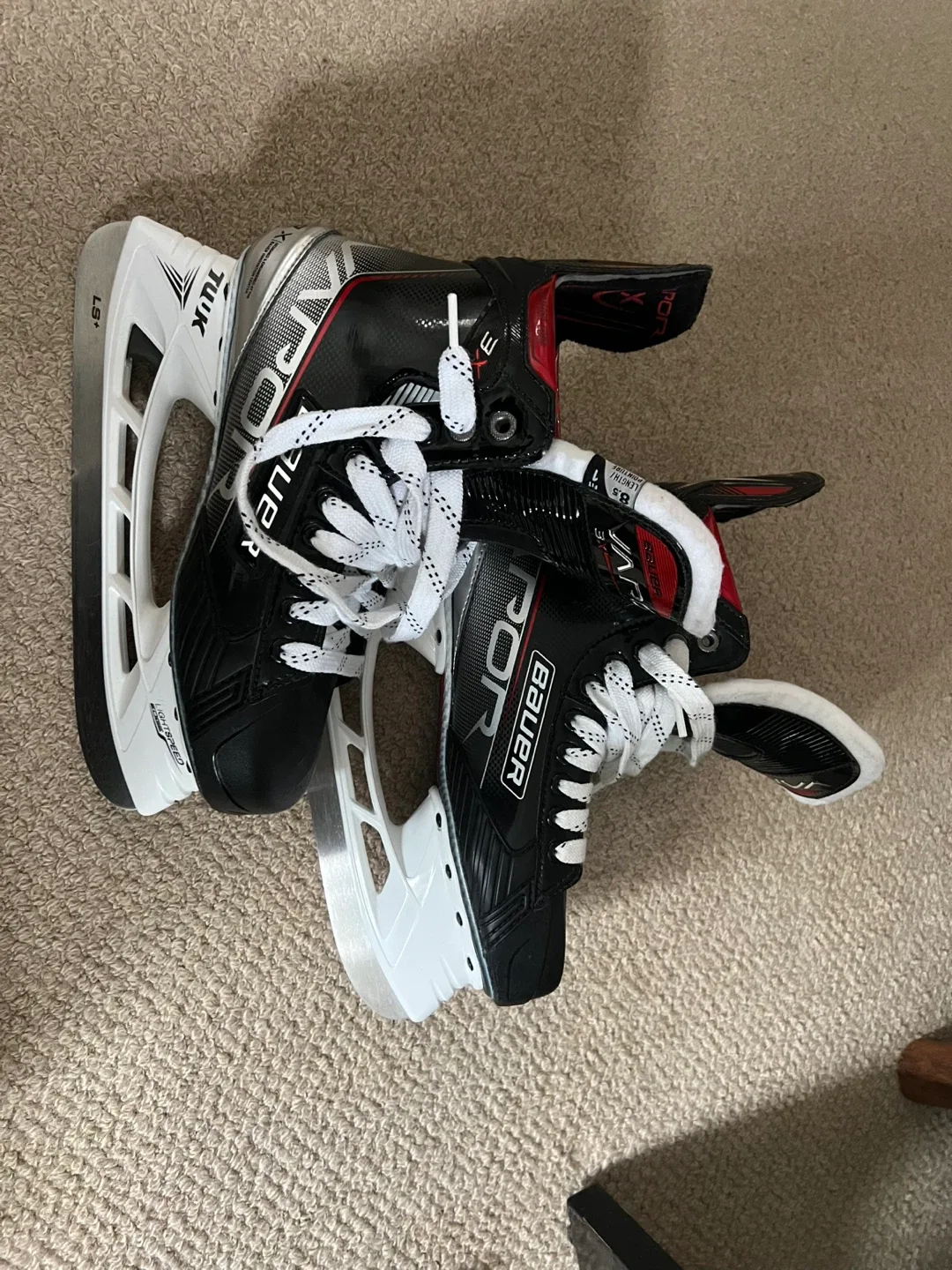Bauer hockey skates, pants and gloves