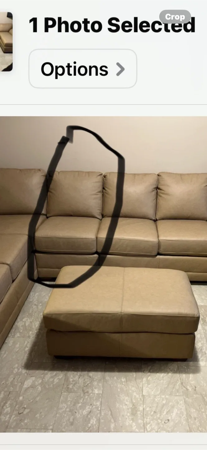 XL Tan Leather Sectional Couch with Ottoman image indicator(10)