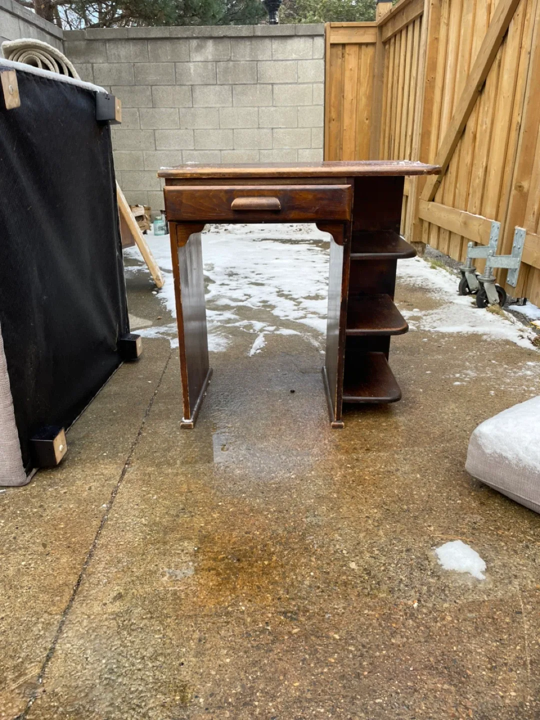 Wooden Desk with Shelves