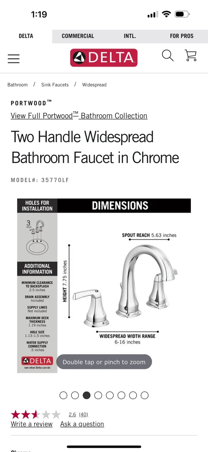 New Delta Portwood Two Handle Widespread Bathroom Faucet 35770LF image indicator(9)