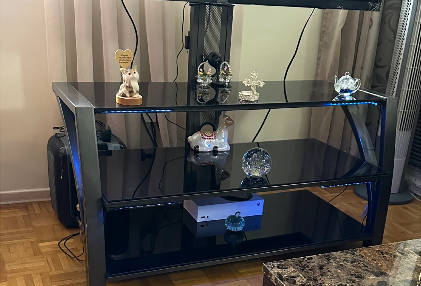 Black Glass TV Stand with Mount - photo 4