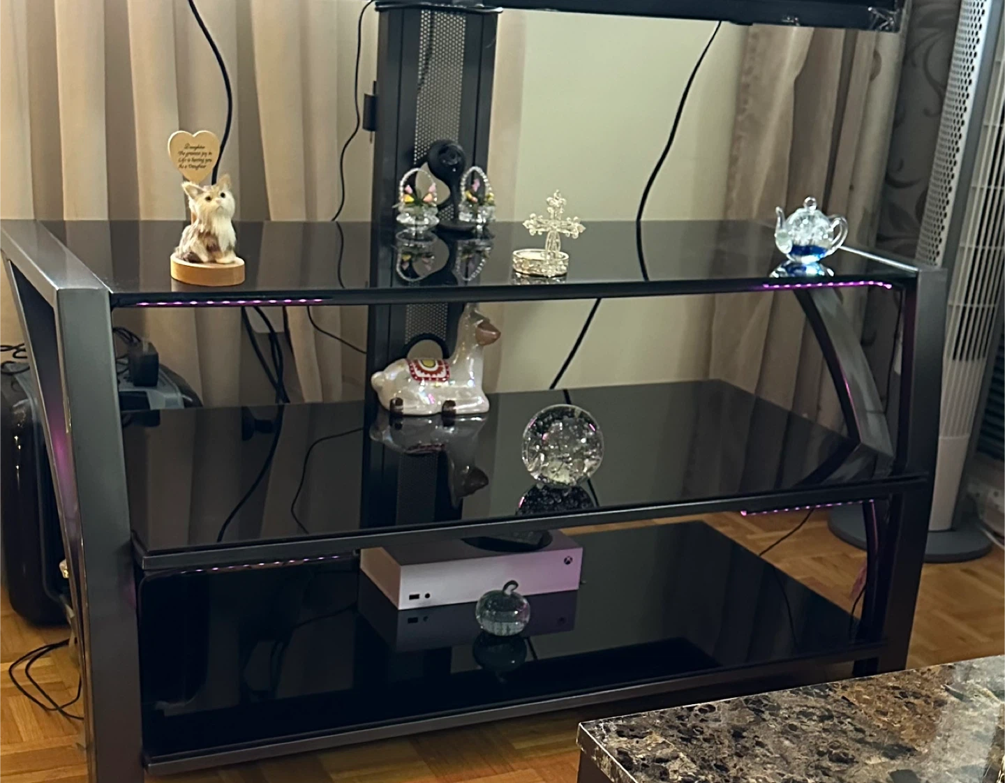 Black Glass TV Stand with Mount - photo 5