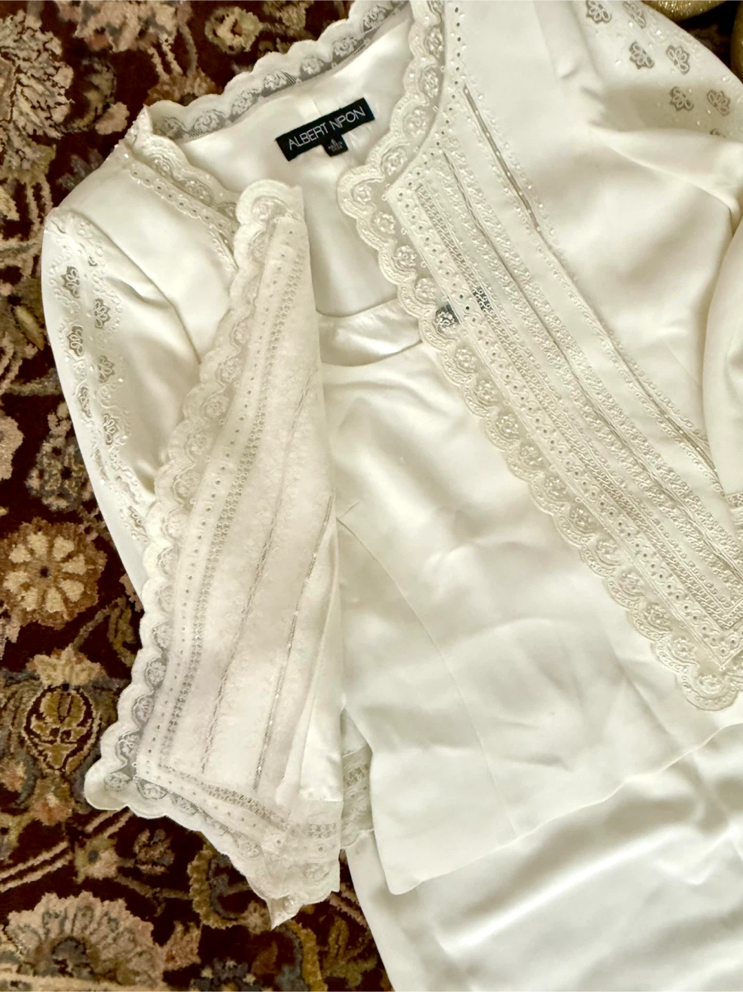 Albert Nipon White Dress & Jacket Set - Size 6 - photo 5