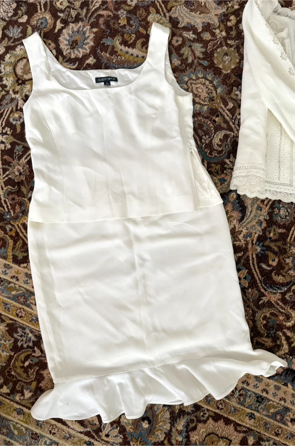 Albert Nipon White Dress & Jacket Set - Size 6 - photo 4