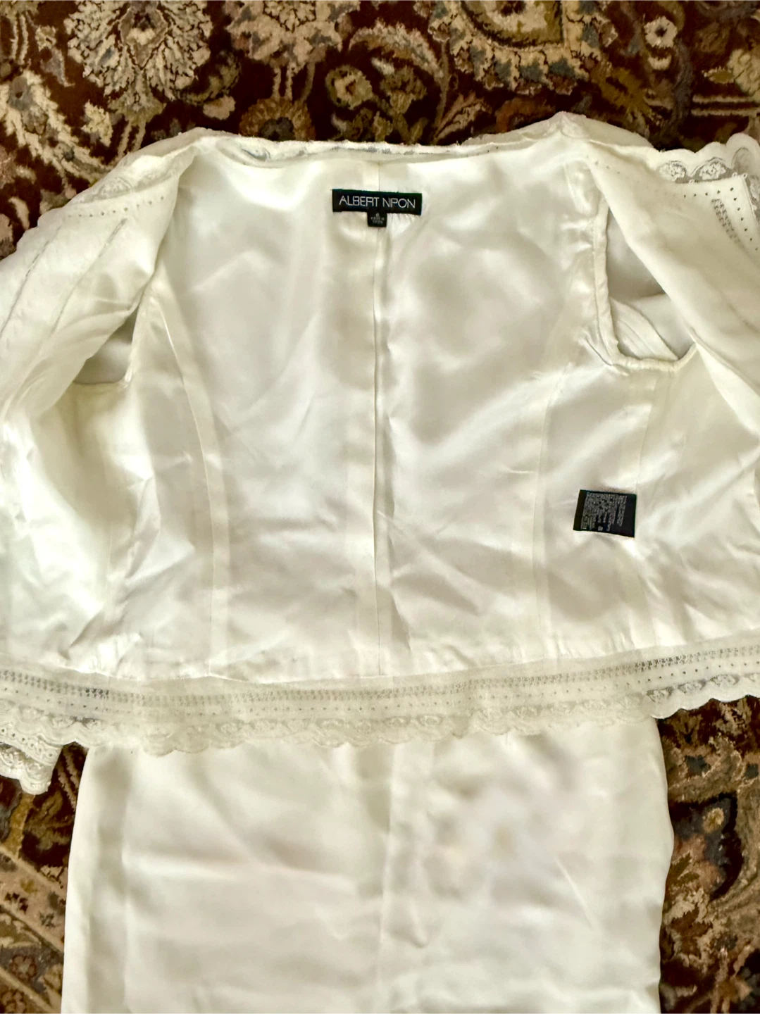 Albert Nipon White Dress & Jacket Set - Size 6 - photo 3