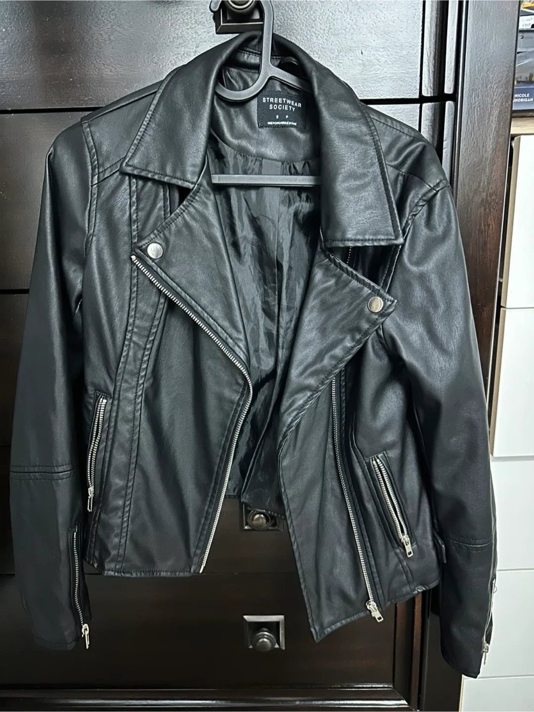 Streetwear Society Black Faux Leather Jacket
