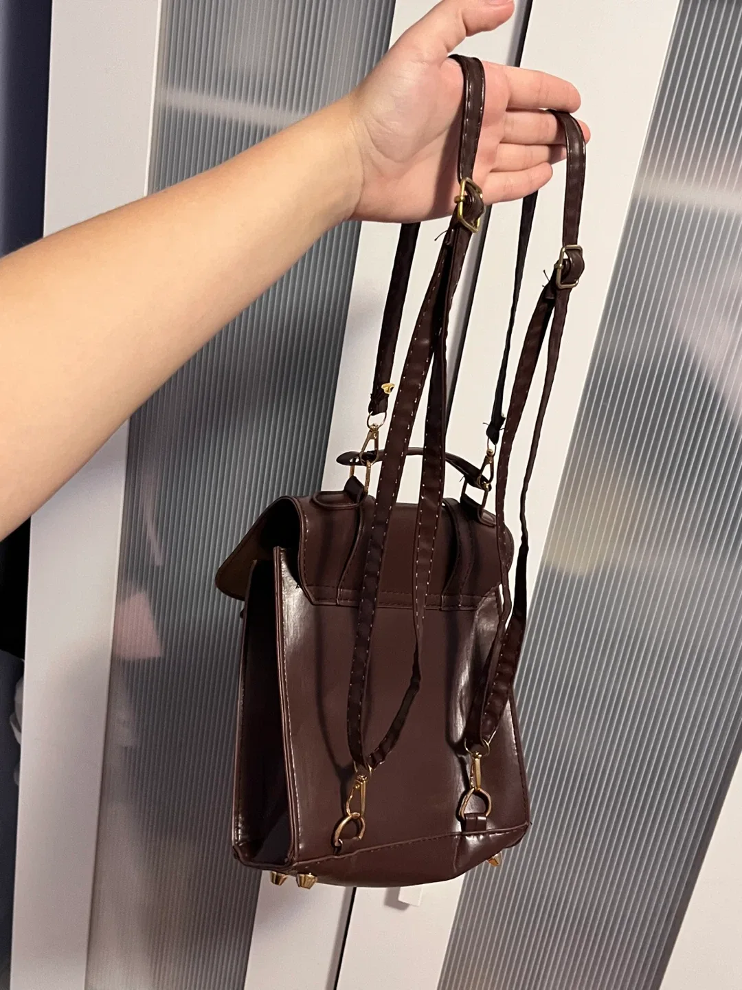 Brown Convertible Backpack Purse image indicator(4)