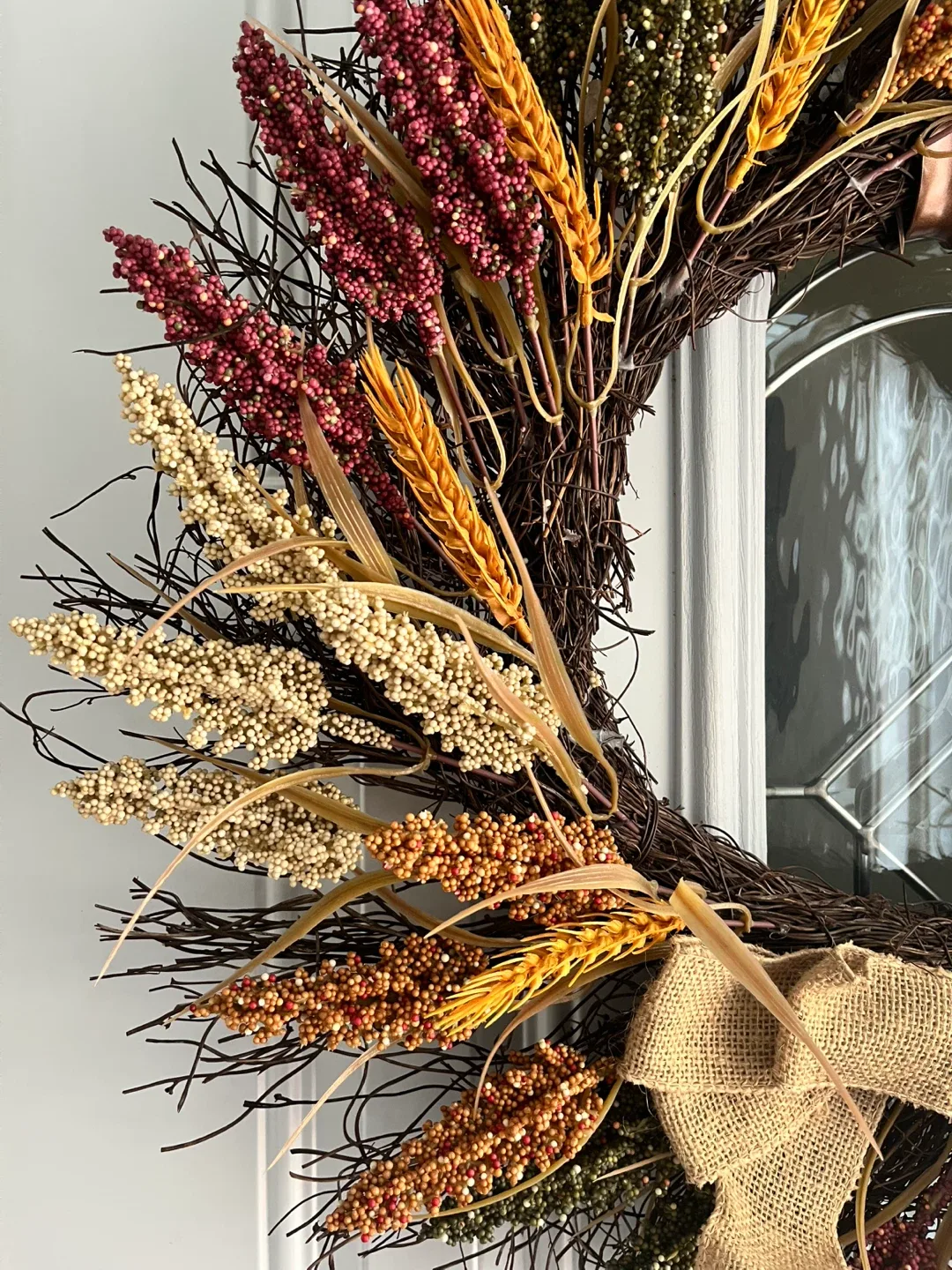 #Cleanout- Fall Harvest Wreath with Burlap Bow image indicator(3)