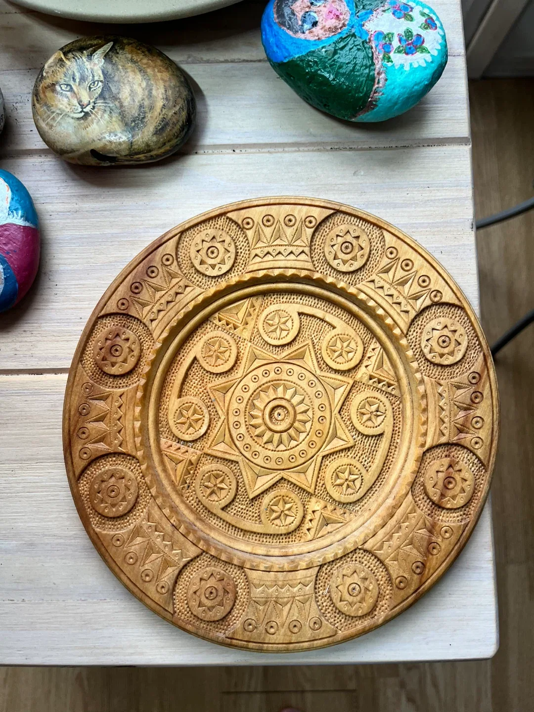 #cleanout- Hand Carved Wooden Plate