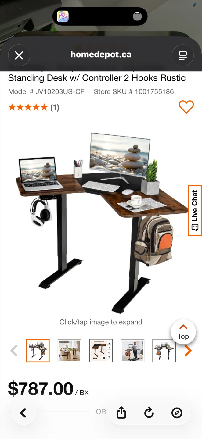 Standing Desk w/ Controller 2 Hooks Rustic