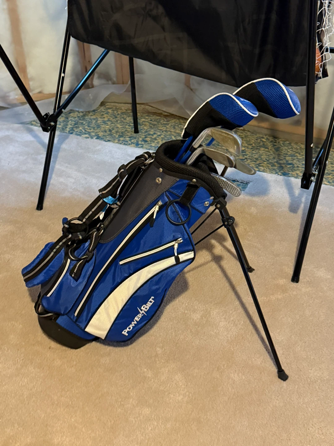 Powerbilt Blue Golf Bag with Clubs