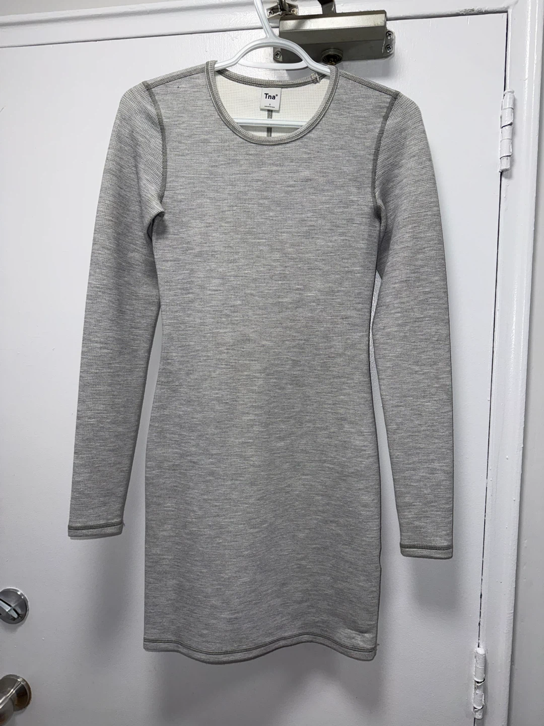 Tna Grey Waffle Knit Dress - Size Small