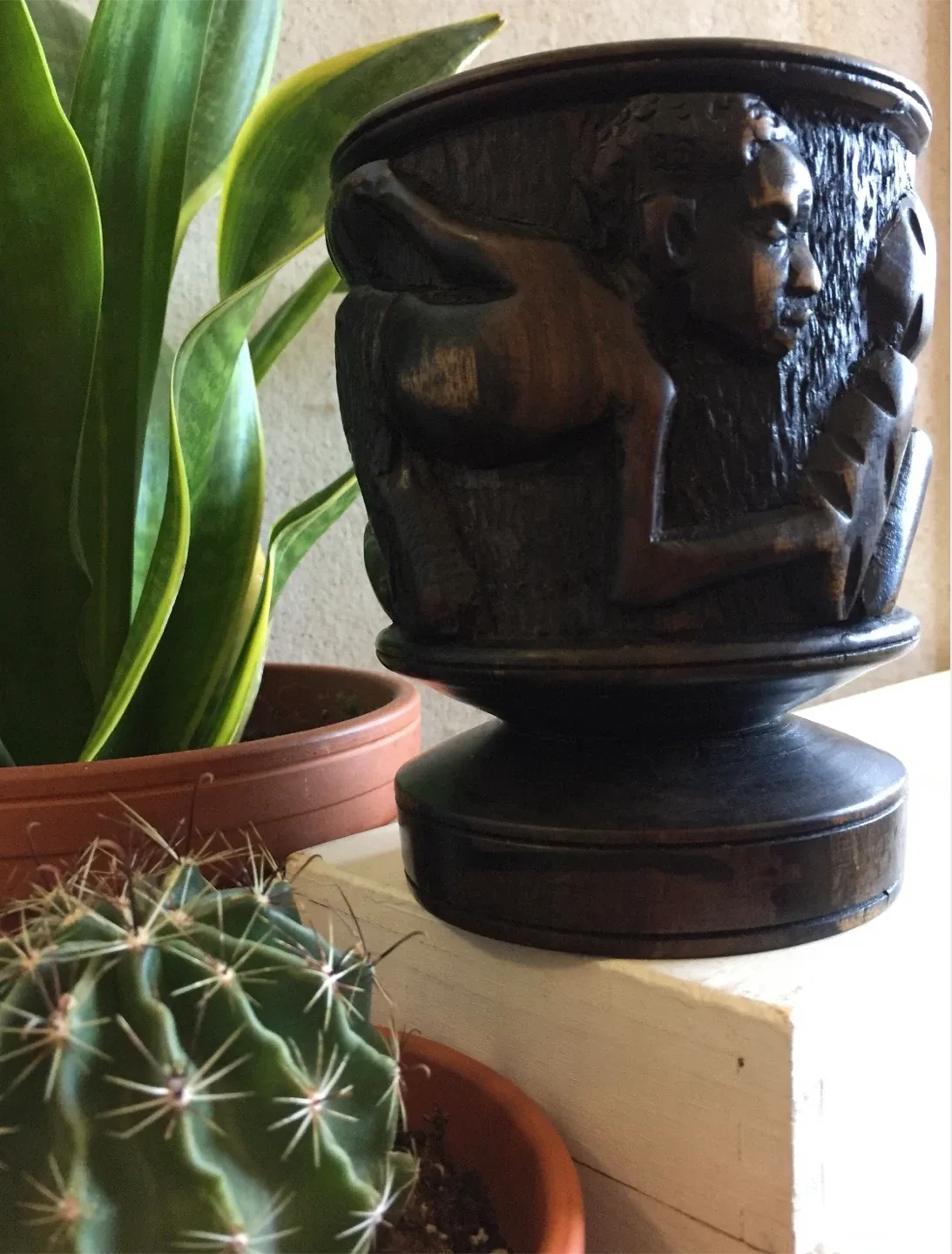 #🎁idea•Vintage Carved Wooden Goblet Cup Urn & Candle Holder