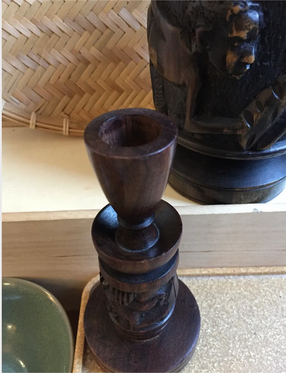 #🎁idea•Vintage Carved Wooden Goblet Cup Urn & Candle Holder image indicator(4)