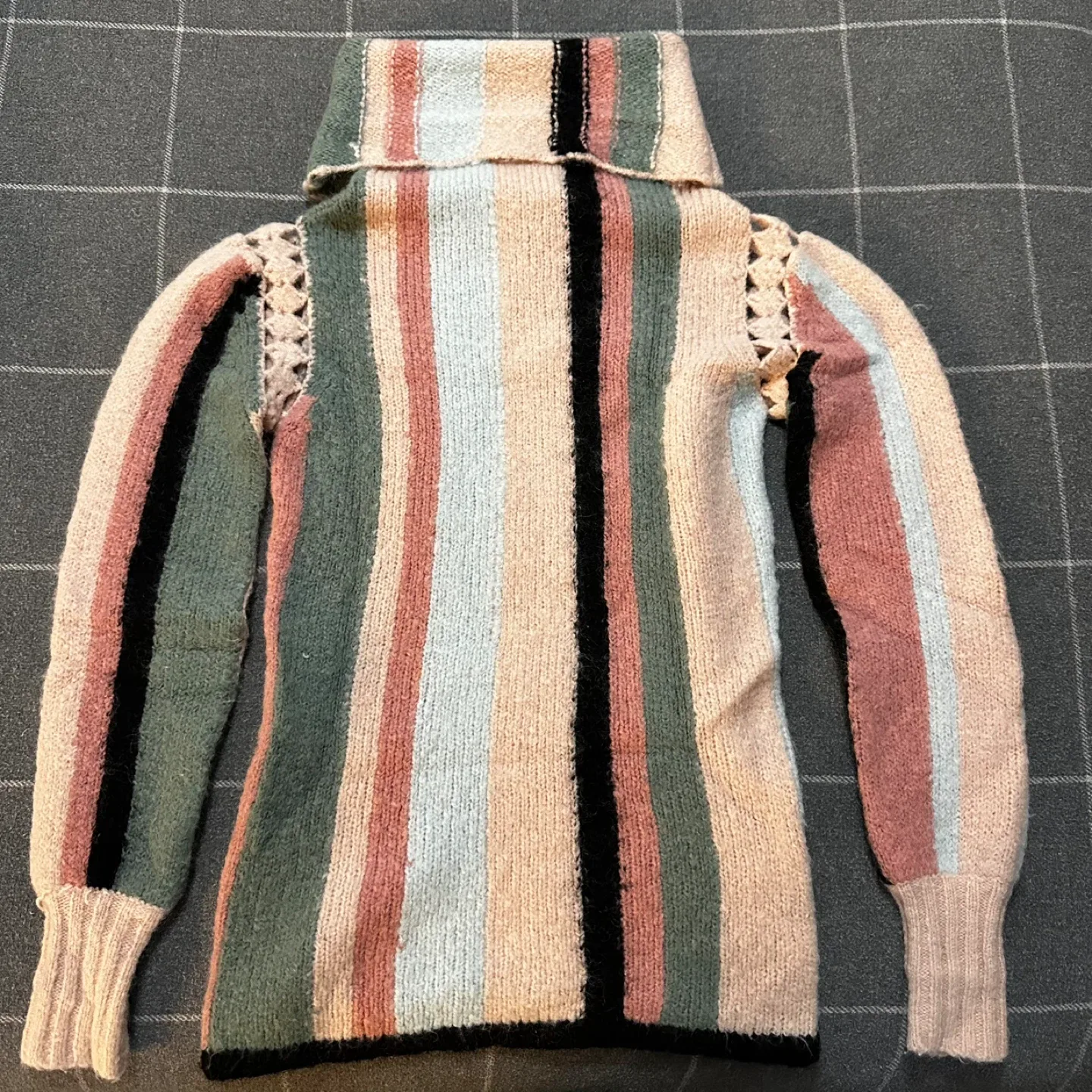 Striped Knit Turtleneck Sweater