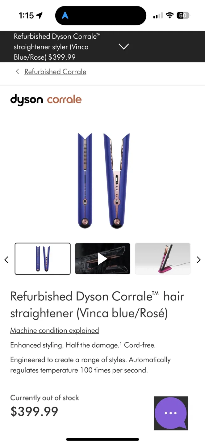Dyson Corrale Straightener (Vinca Blue/Rose) w/ Box image indicator(3)