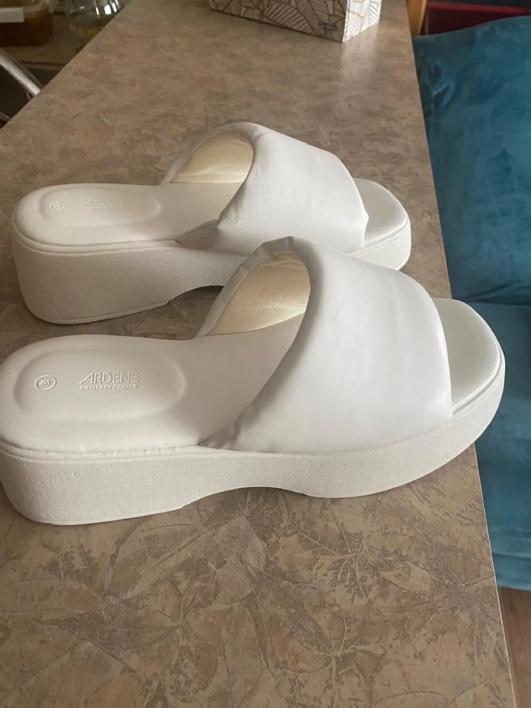Ardene White Platform Sandals - Size 8