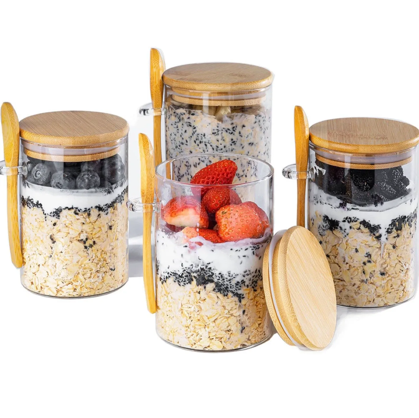 #cleanout Glass Overnight Oats Jars image indicator(4)