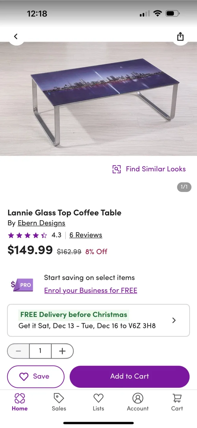 Ebern Designs Lannie Glass Top Coffee Table