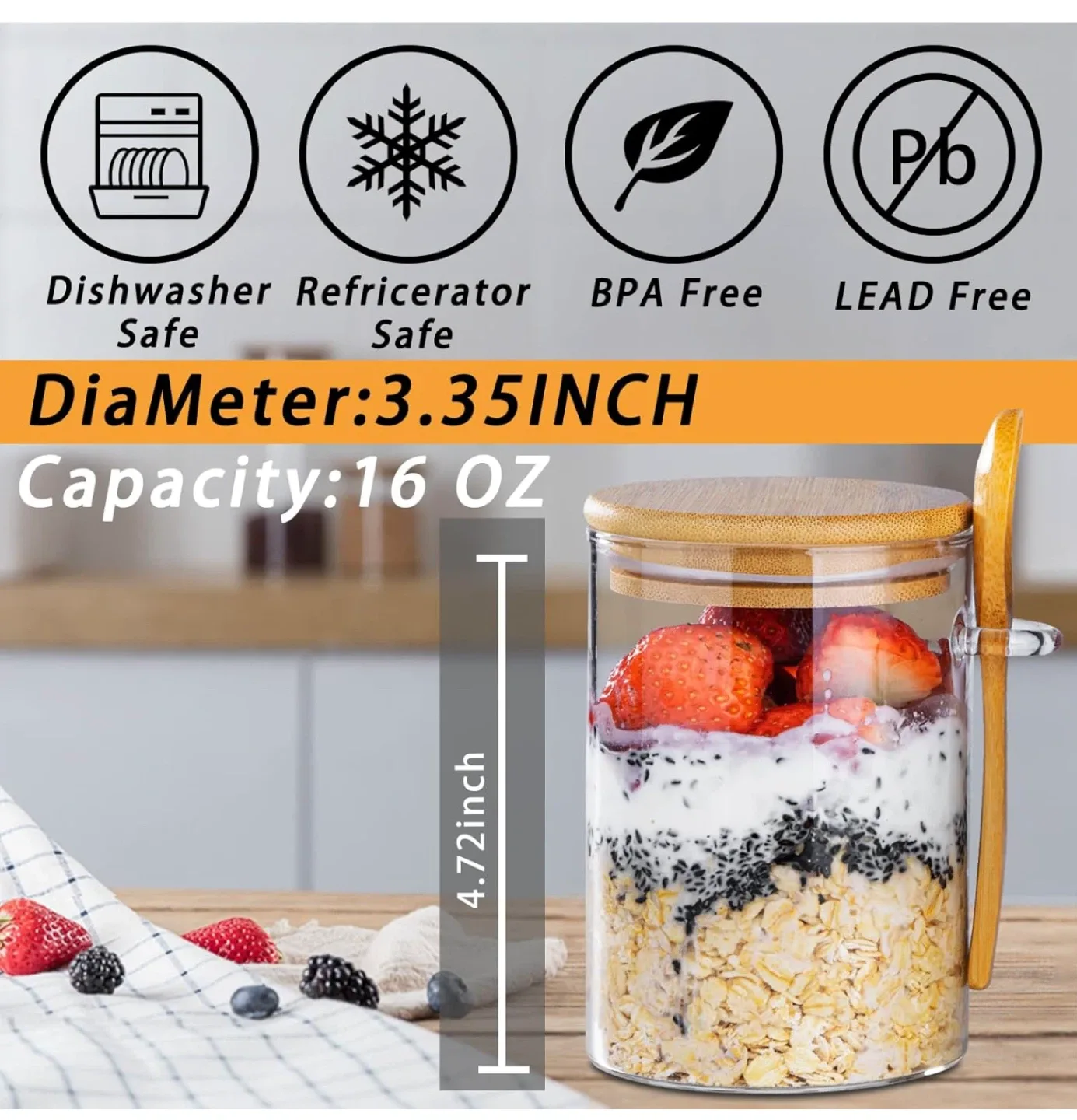 #cleanout Glass Overnight Oats Jars image indicator(5)