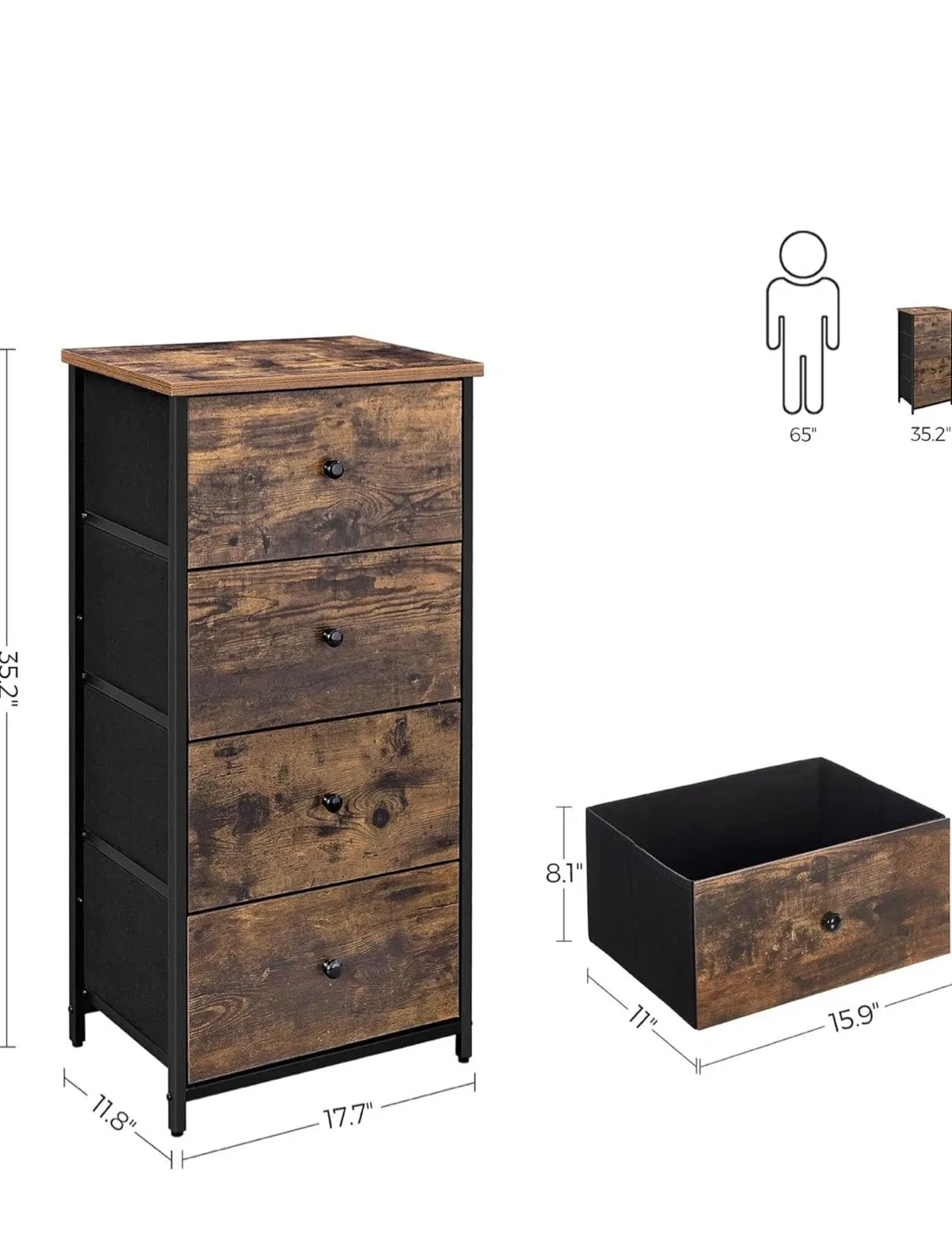 Rustic Brown 4-Drawer Chest Dresser image indicator(3)