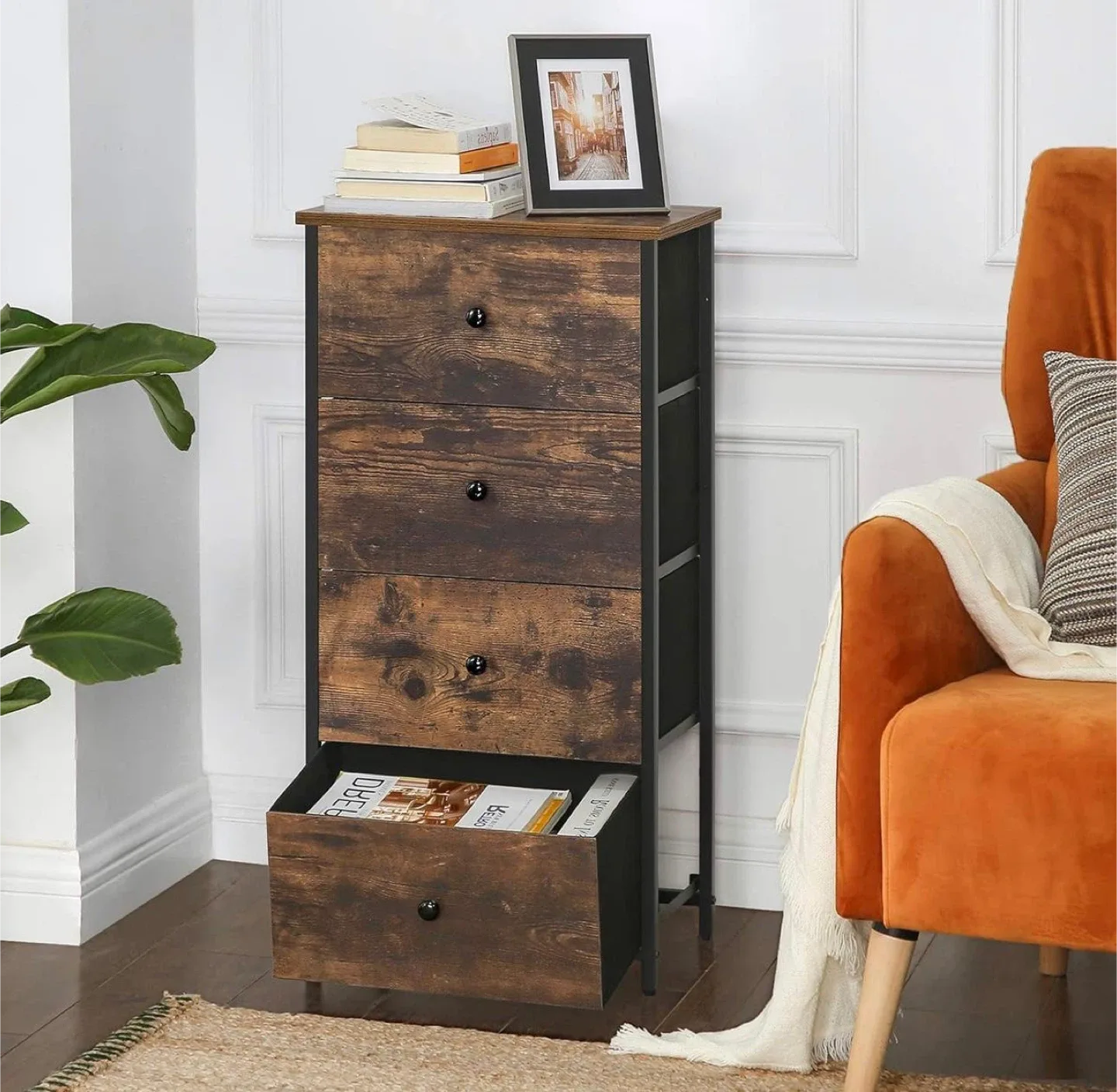 Rustic Brown 4-Drawer Chest Dresser image indicator(5)