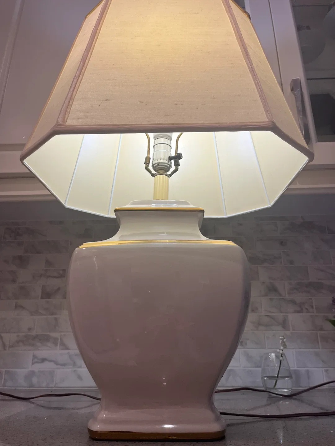Table Lamp - Off White & Gold Accent