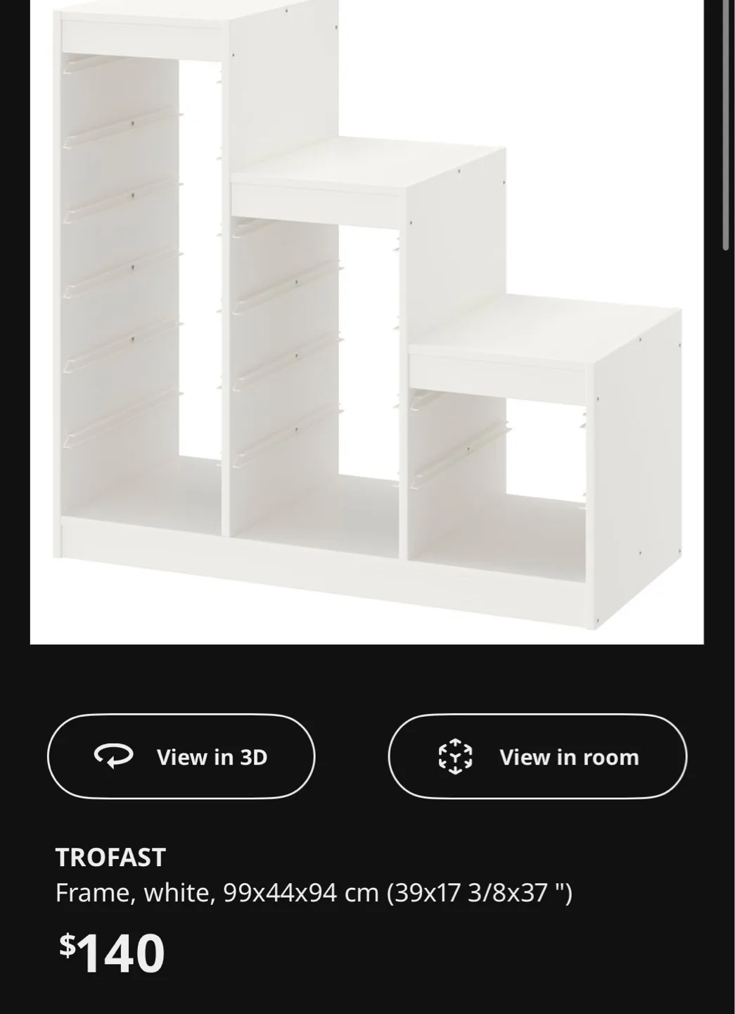 IKEA Trofast White Frame - 39x17x37"