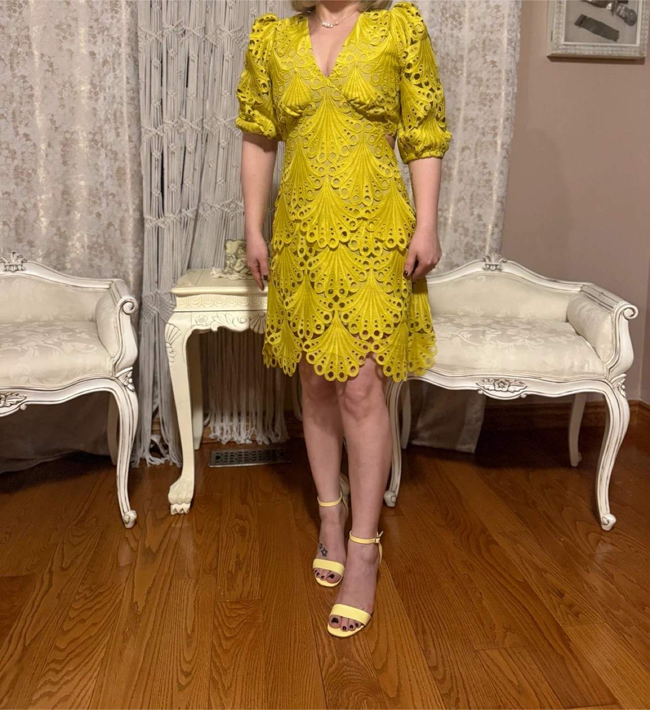 Adelyn Rae Yellow Lace Dress - Size S - photo 2