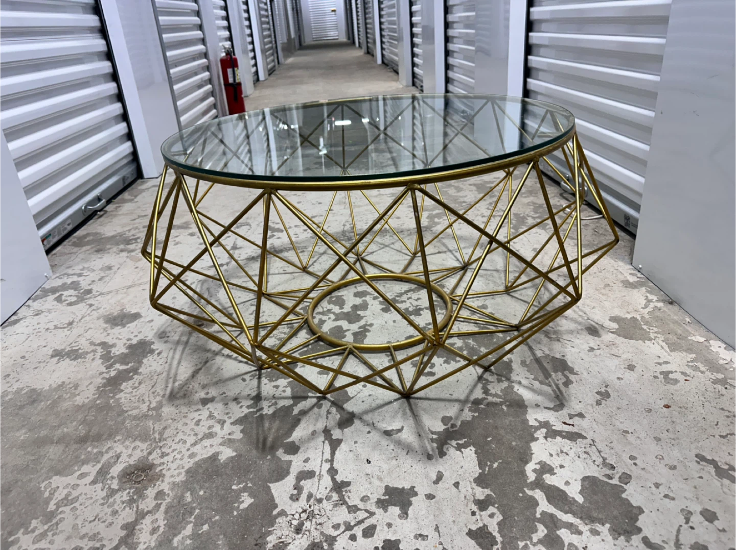 Gold Geometric Glass Coffee Table - photo 2