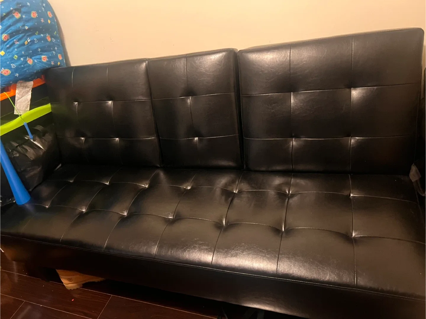 Black Faux Leather Sofa Bed #Cleanout
