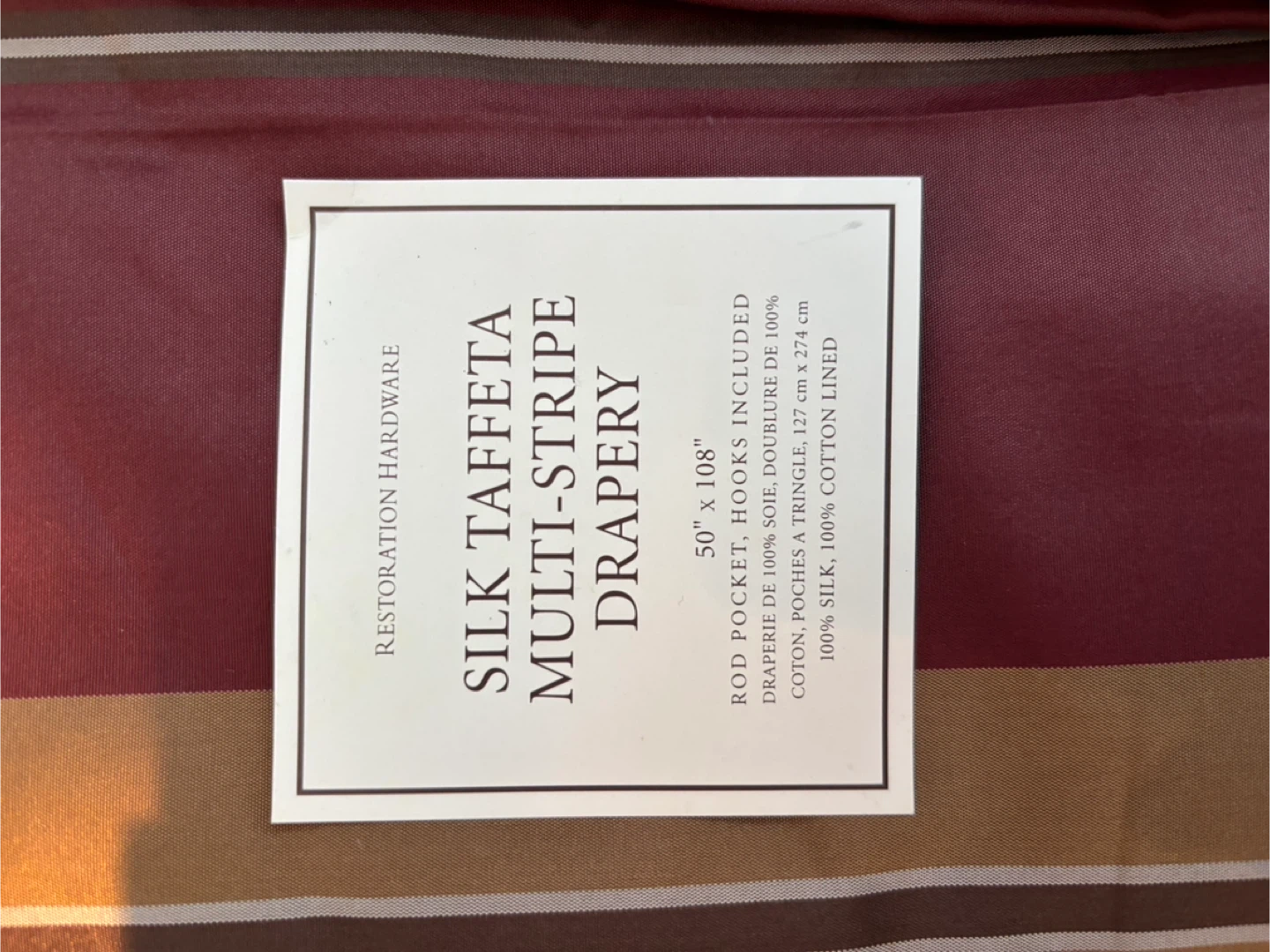 Restoration Hardware Silk Taffeta Drapery