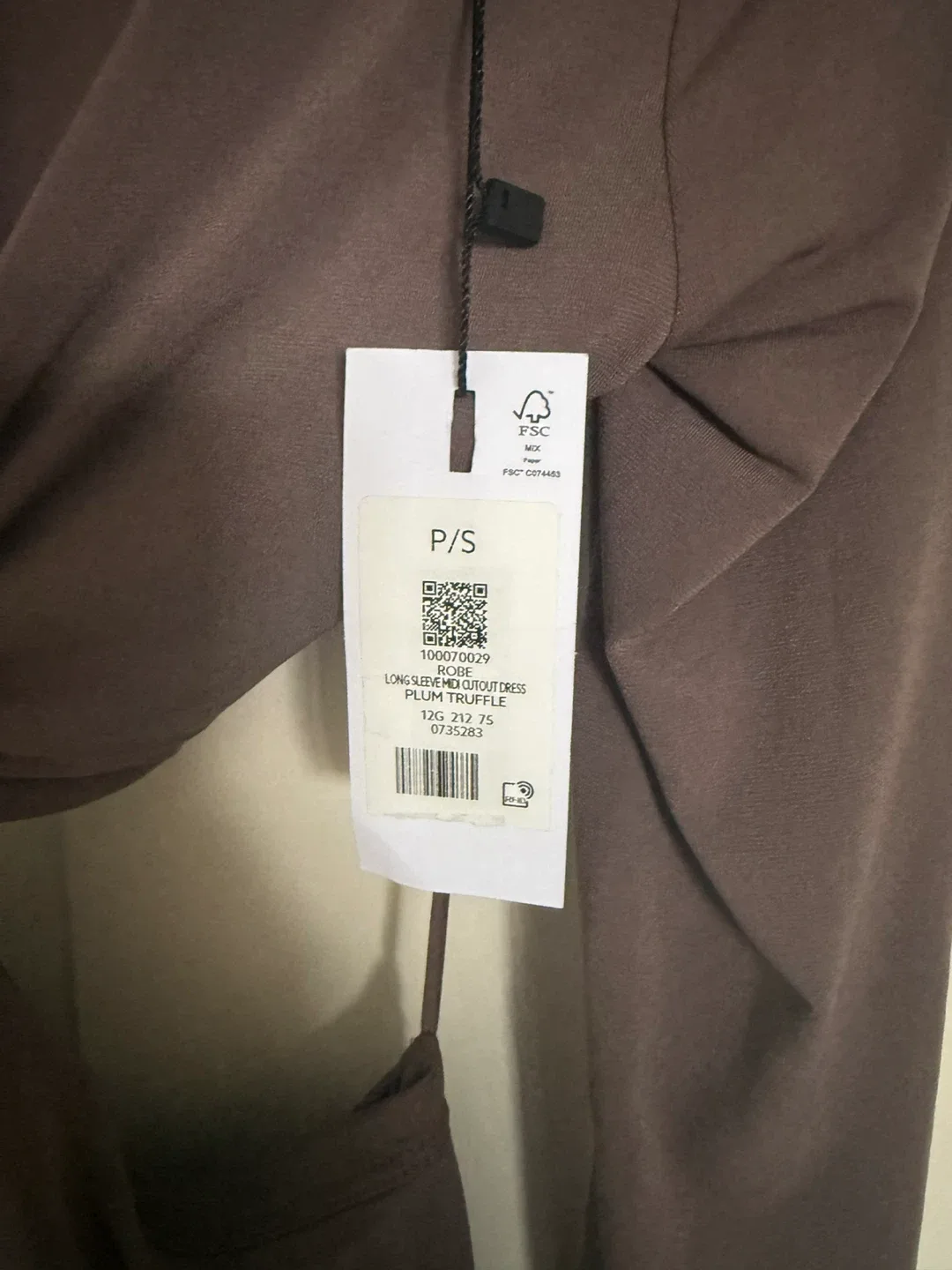 Dynamite Plum Truffle Long Sleeve Cutout Dress - S image indicator(2)