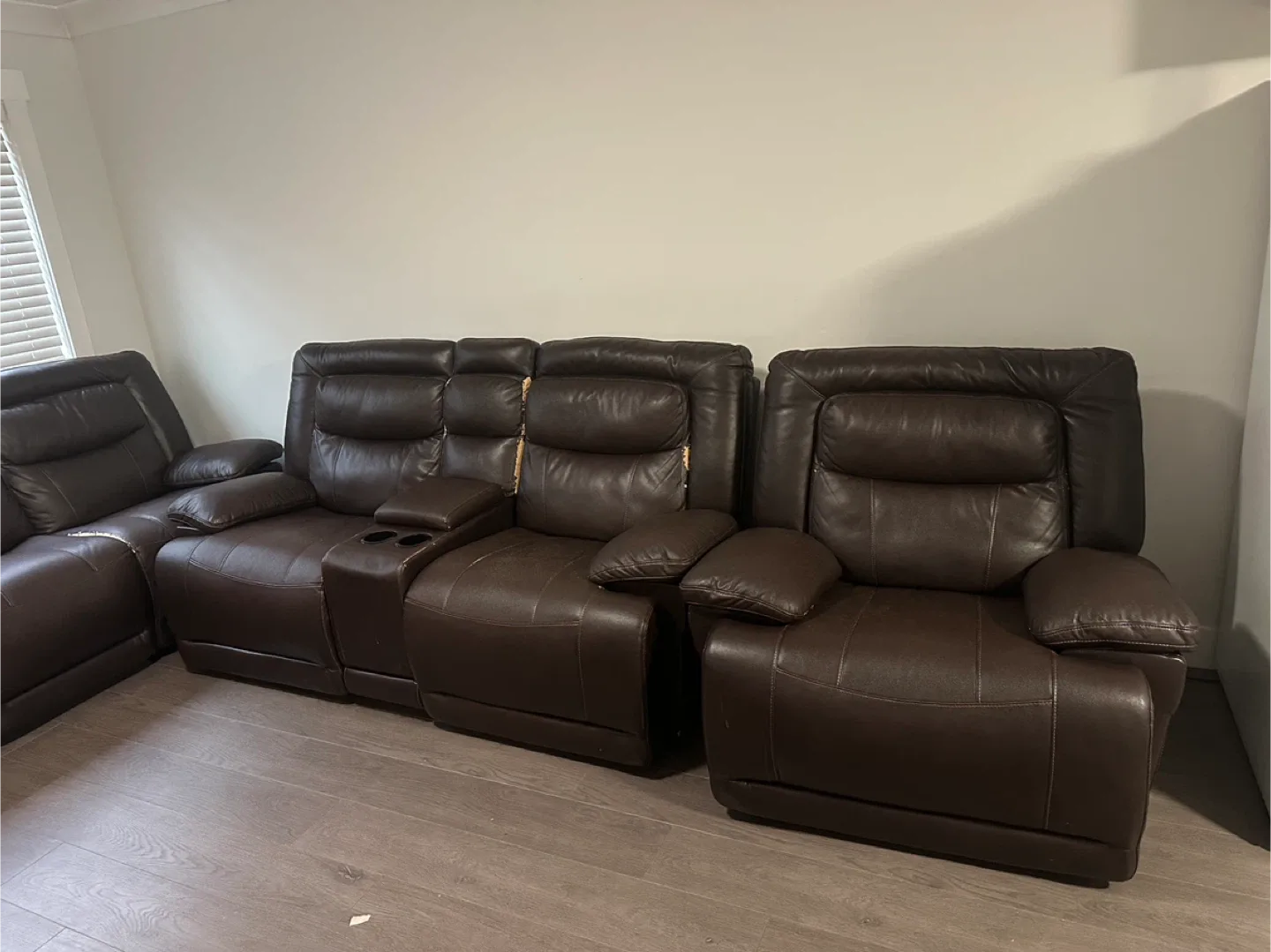 Brown Leather Reclining Sofa Set