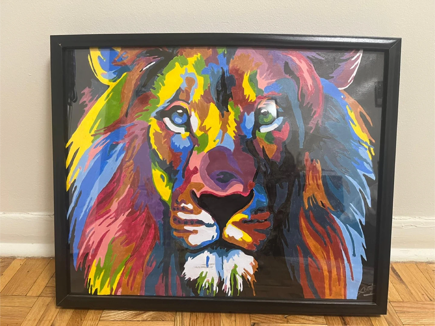 Framed Paint-Tiger & Lion Art - photo 3