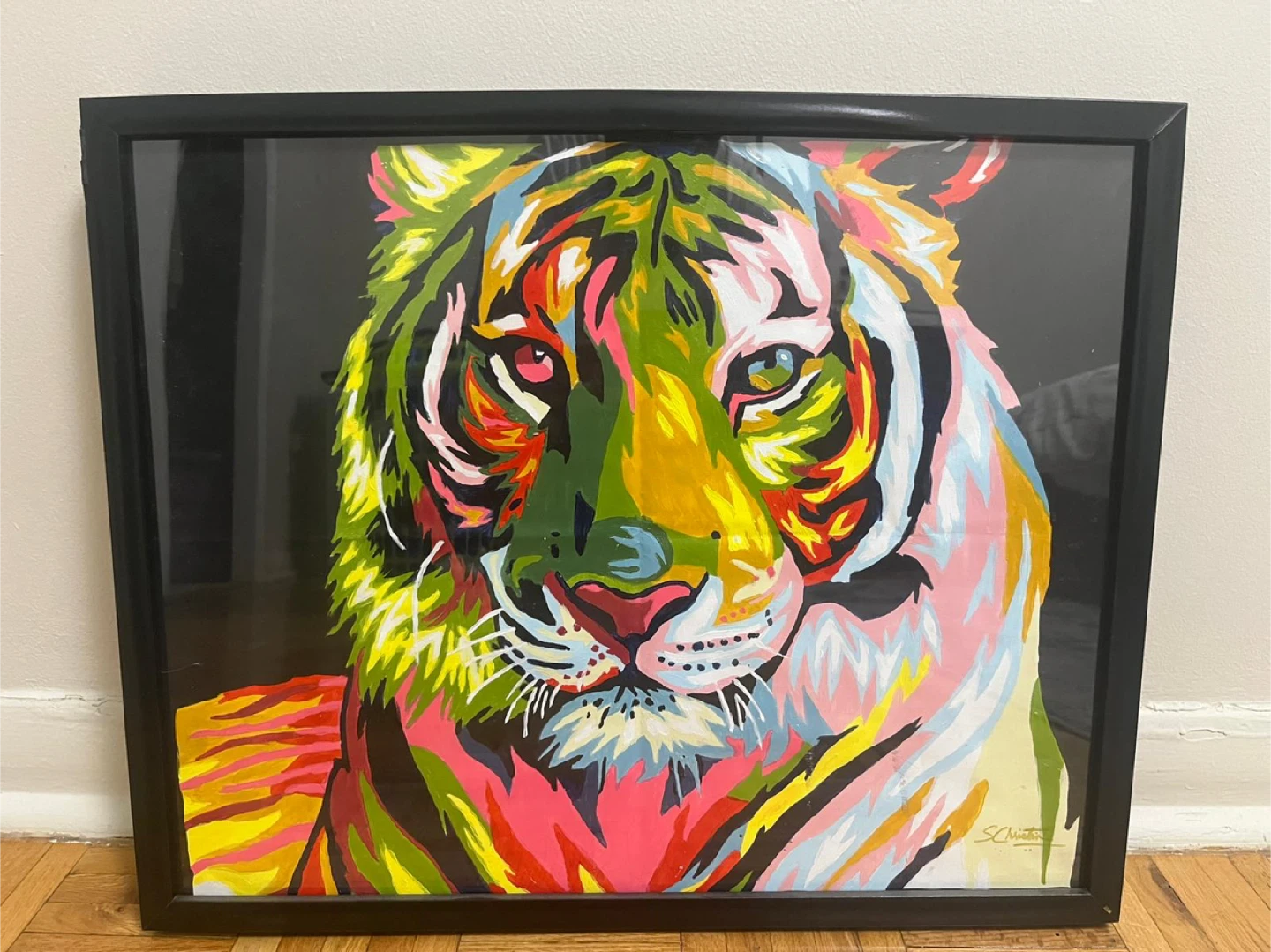 Framed Paint-Tiger & Lion Art - photo 2