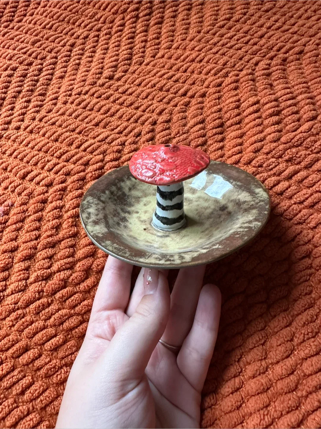 Handmade Ceramic Mushroom Incense Holder