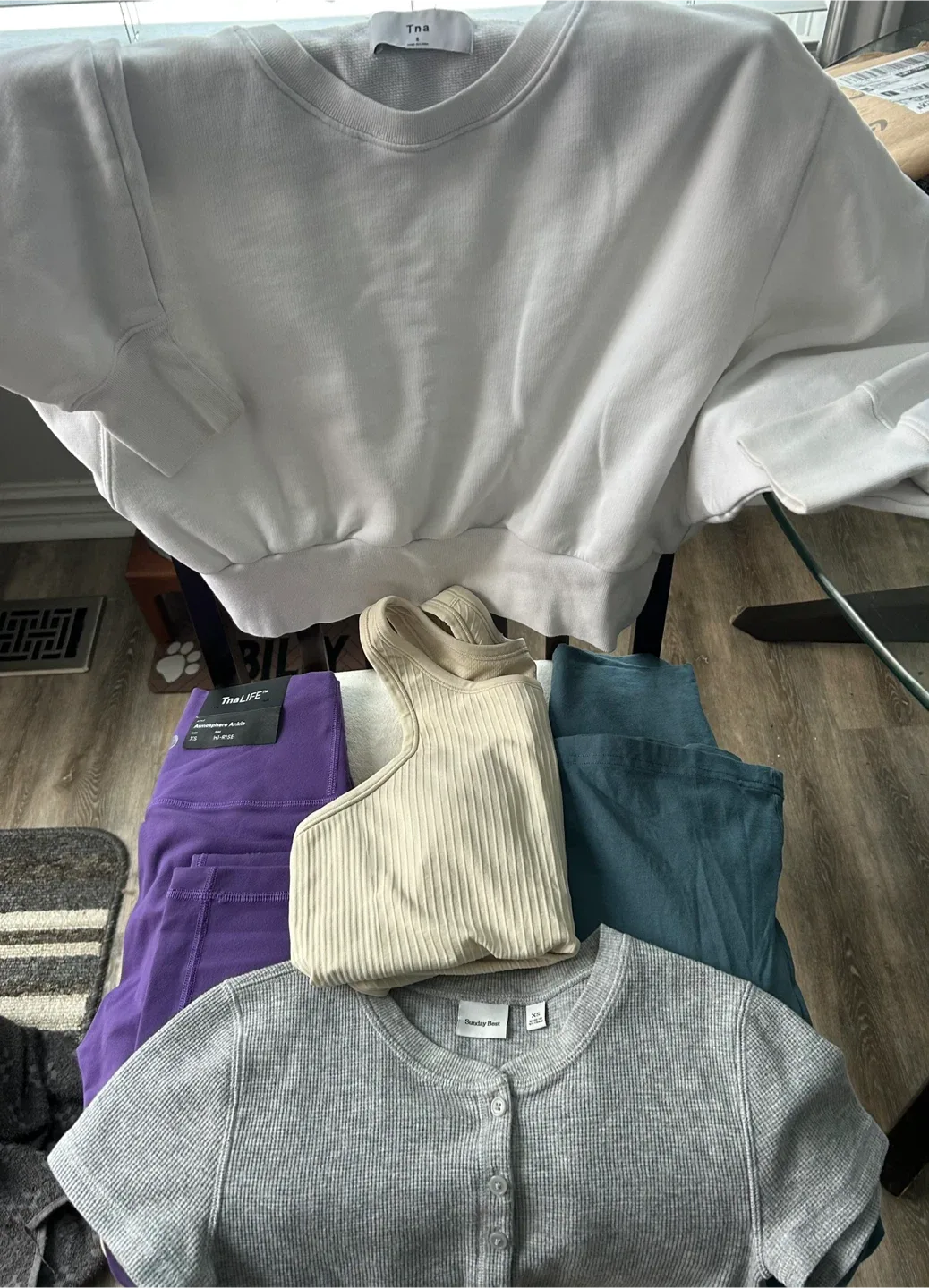 TNA White Sweatshirt & Sunday Best Grey Top (XS)