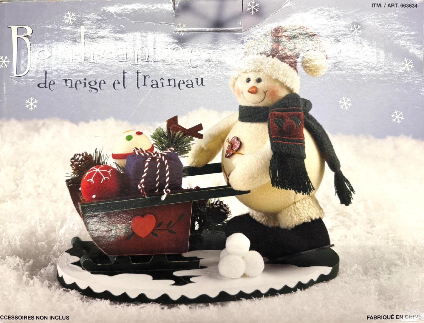 Costco Snowman with Sled Decoration