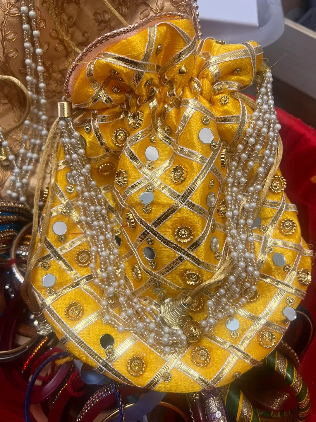 Potli Bag - Gold & Yellow #Cleanout image indicator(5)