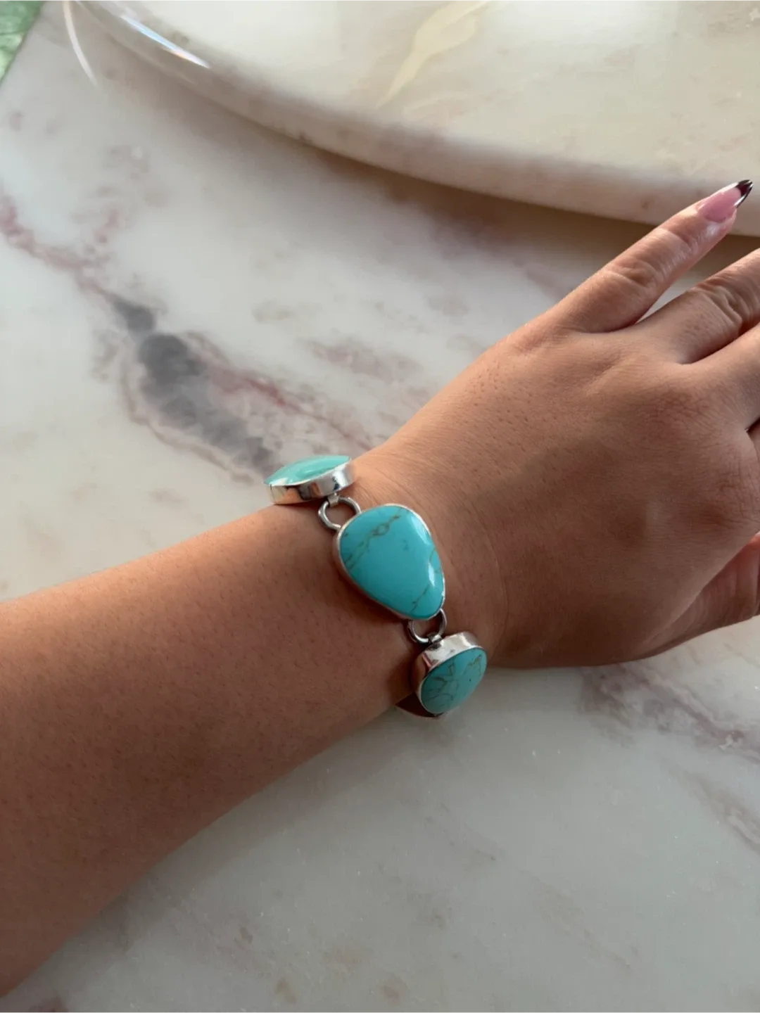 Turquoise Stone Bracelet - 925 Silver image indicator(2)