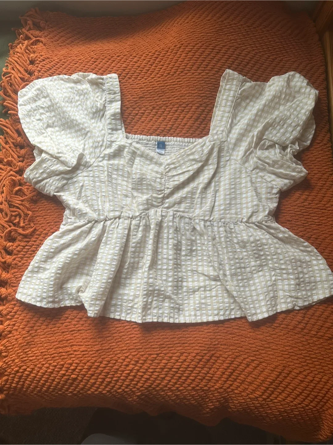 Old Navy XXL Beige Gingham Top
